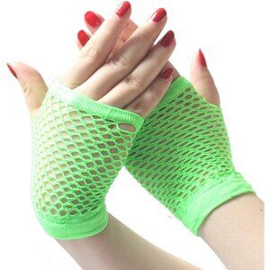 Women's Green-Short Fingerless Stretchy Fishnet Gloves Party Cosplay Designed